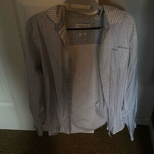 Blue men’s button down medium paper denim and cloth